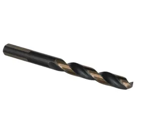 1/2" Black & Gold Split Point Mechanic Length Drill Bit - 3-Flat Shank - 6 Pack