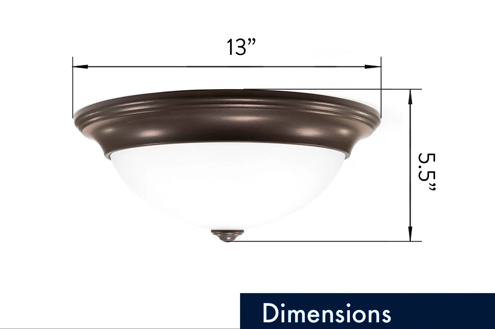 13 Inch Integrated LED Finial Ceiling Flush Mount Fixture, 1850 Lumen, 3K/4K/5K Switch, 90  CRI, in 3 Finishes