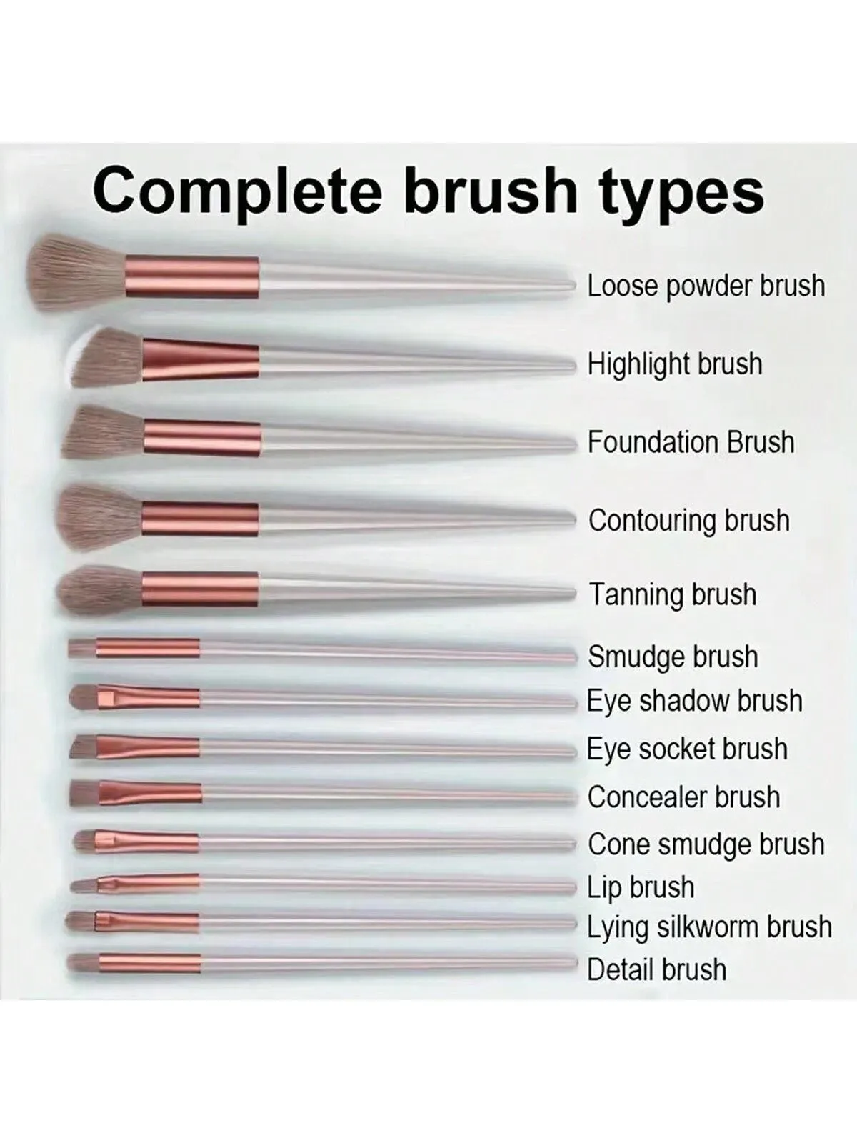 14pcs Makeup Brush Set, Including Coffee-Colored Powder Brush, Blush Brush, Contour Brush, Eye Shadow Brush, Sponge, Makeup Egg, Beginner Essential, Portable Storage Bag, Travel Makeup Tool