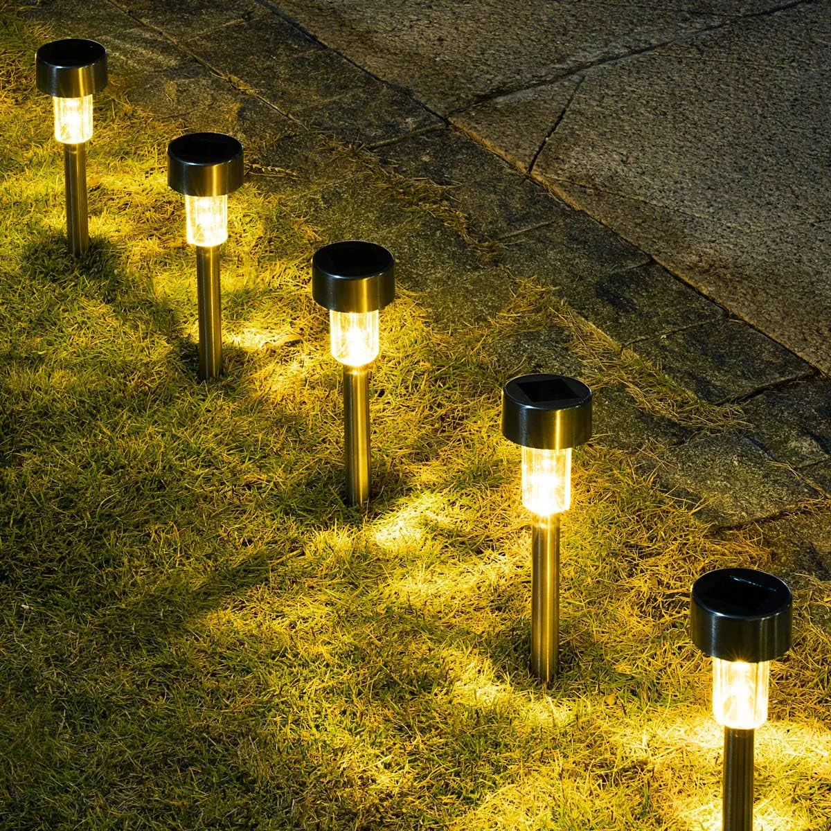 16 Pack Solar Path Lights Outdoor,Solar Lights Outdoor Waterproof,Stainless Steel LED Landscape Lighting,Solar Garden Lights for Driveway,Pathway,Patio,Yard