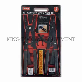 2-pc 16" Heavy-Duty JUMBO CIRCLIP PLIERS SET w/ Replacement Tips - 1035-0