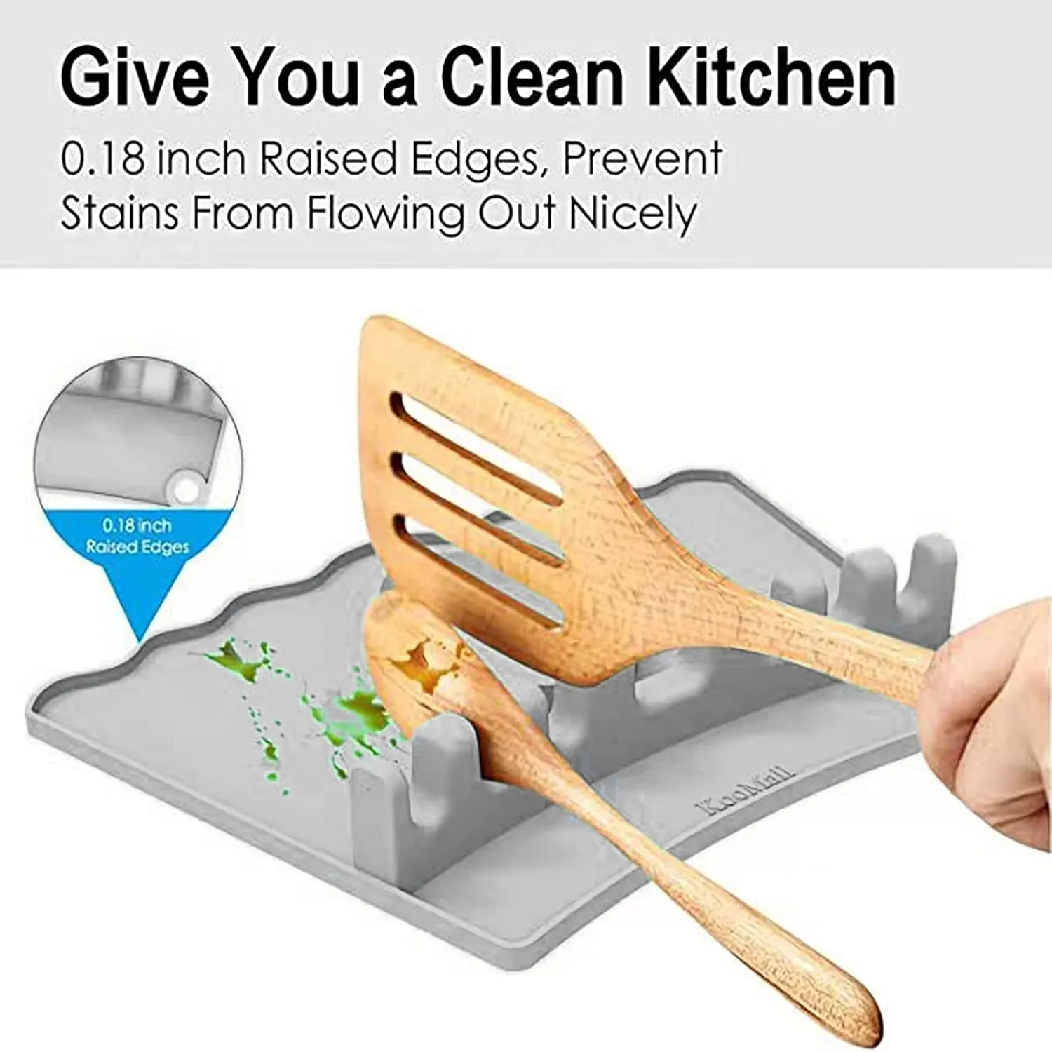 3 in 1,  7 Slots Silicone Utensils Rest with Drip Pad