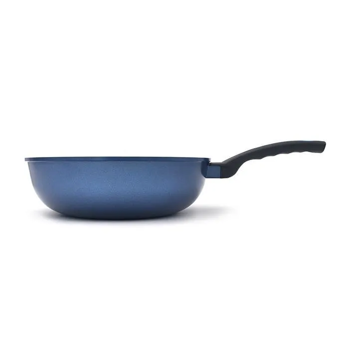 3D Coating Blue Frying Pans, Woks, and Lids 6 PCS Set