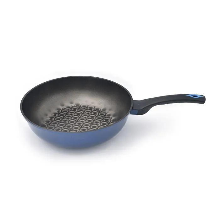 3D Coating Blue Frying Pans, Woks, and Lids 6 PCS Set