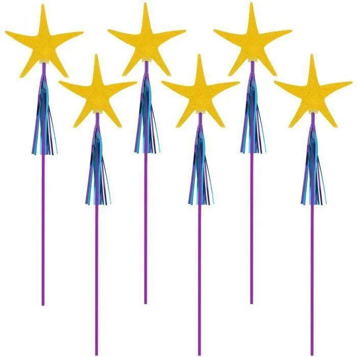 6 Pack Mermaid Wishes Starfish Wands