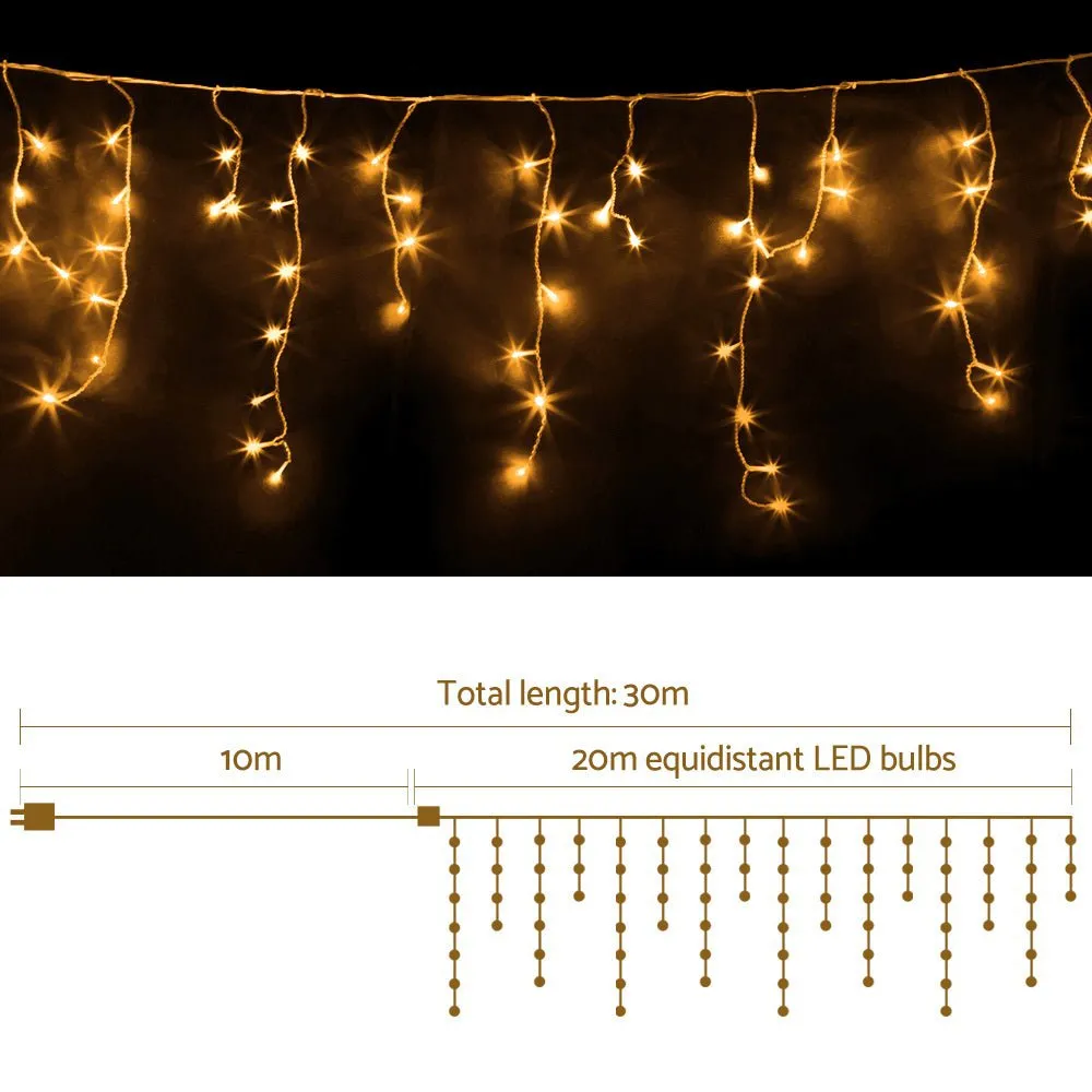 800 LED Christmas Icicle Lights Warm White