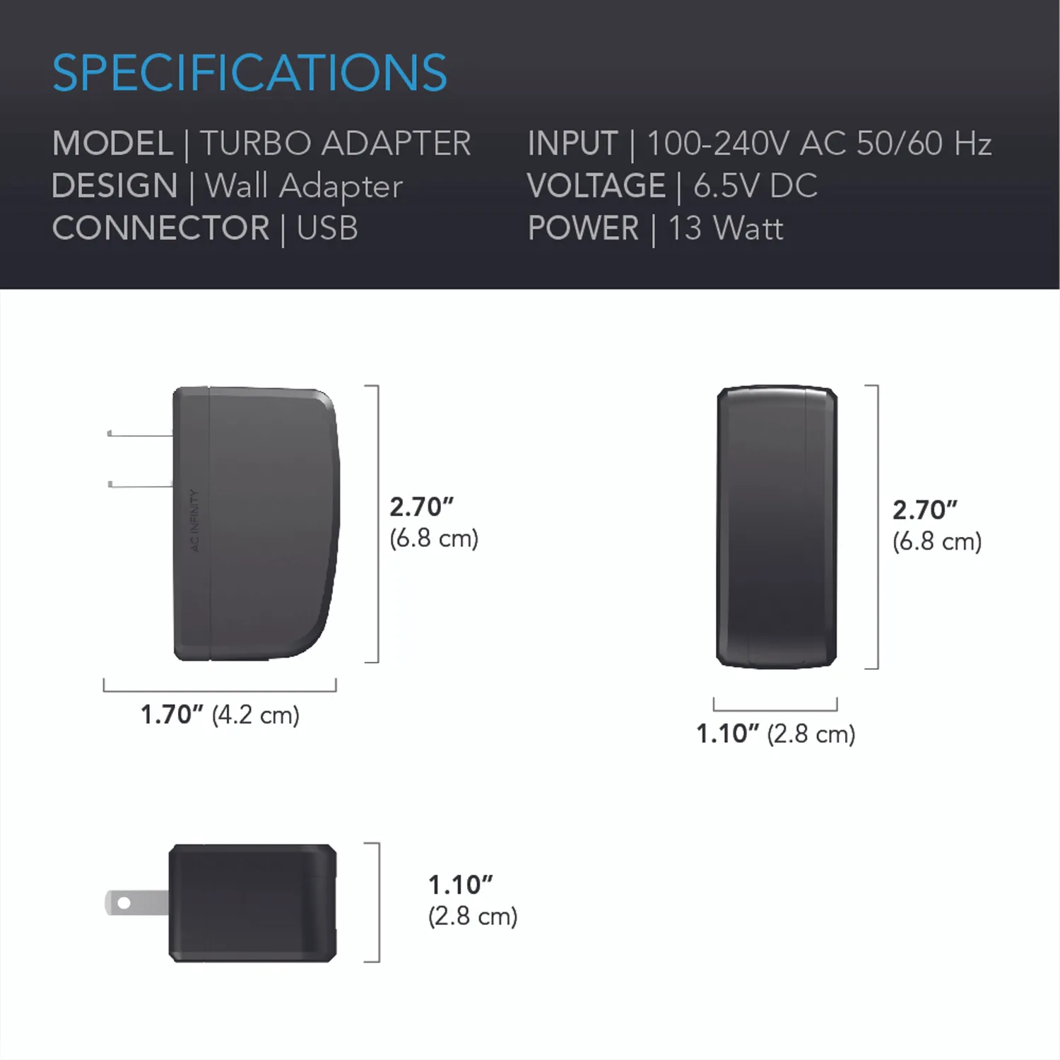 AC Infinity Turbo Fan Power Adapter