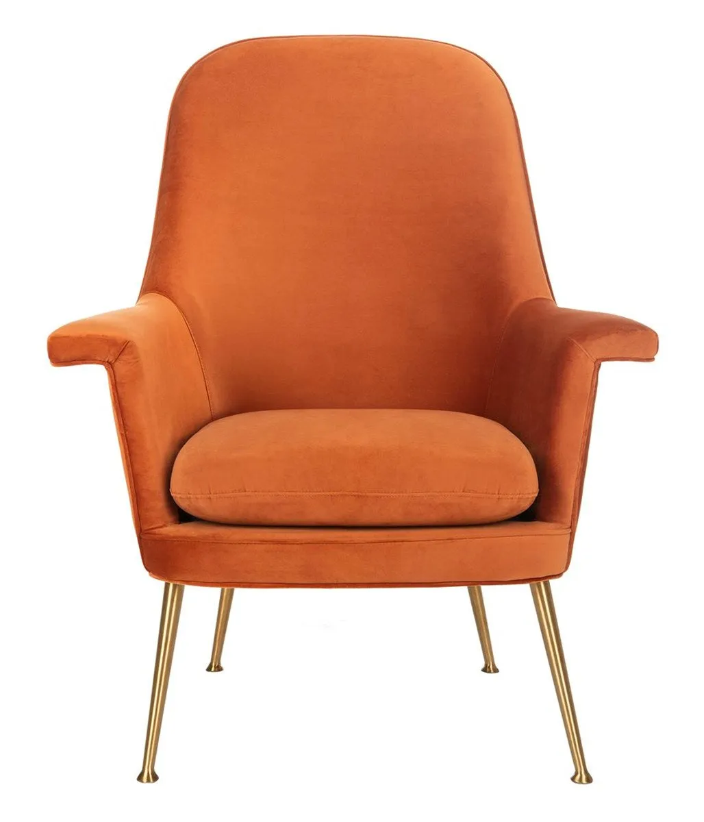 Aimee Velvet Arm Chair - Contemporary Accent Chair with Chic Gold Legs for Modern Living Spaces