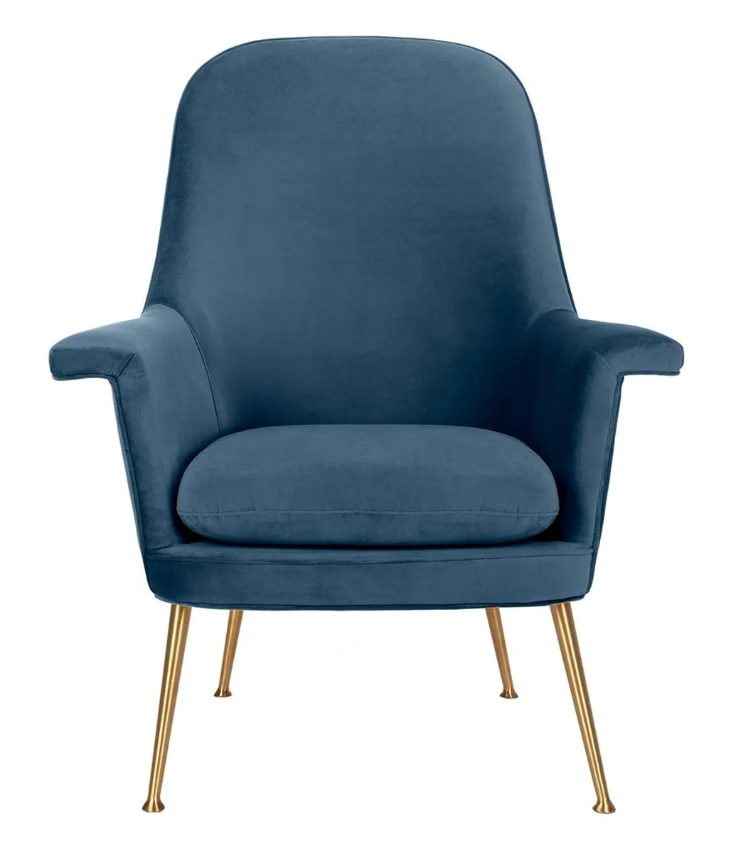 Aimee Velvet Arm Chair - Contemporary Accent Chair with Chic Gold Legs for Modern Living Spaces