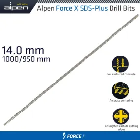 ALPEN FORCE X 14.0 x 1000/950 SDS-PLUS DRILL BIT X4 CUTTING EDGES ALP915014