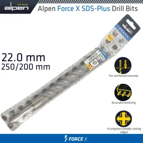 ALPEN FORCE X 22.0 x 250/200  SDS-PLUS DRILL BIT X4 CUTTING EDGES ALP835022