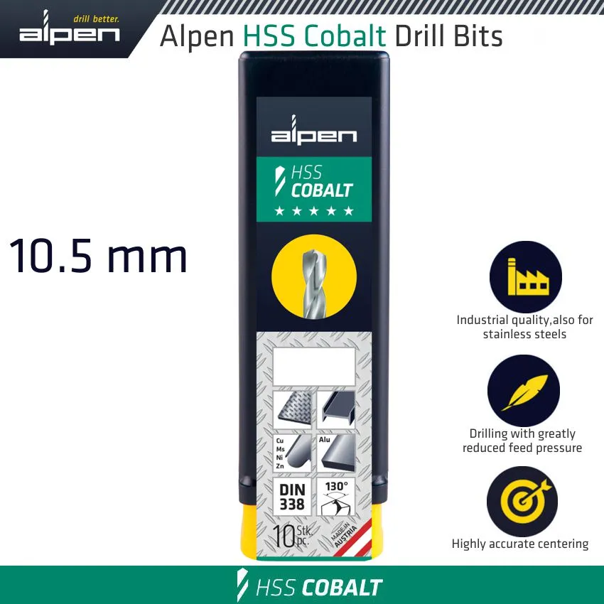 ALPEN HSS COBALT BULK DIN 338 RN,  10.5 ALP6130105