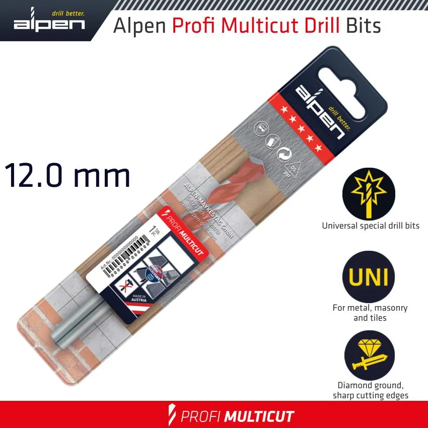 ALPEN PROFI MULTICUT DRILL BIT 12.0MMX150MM ALP17212