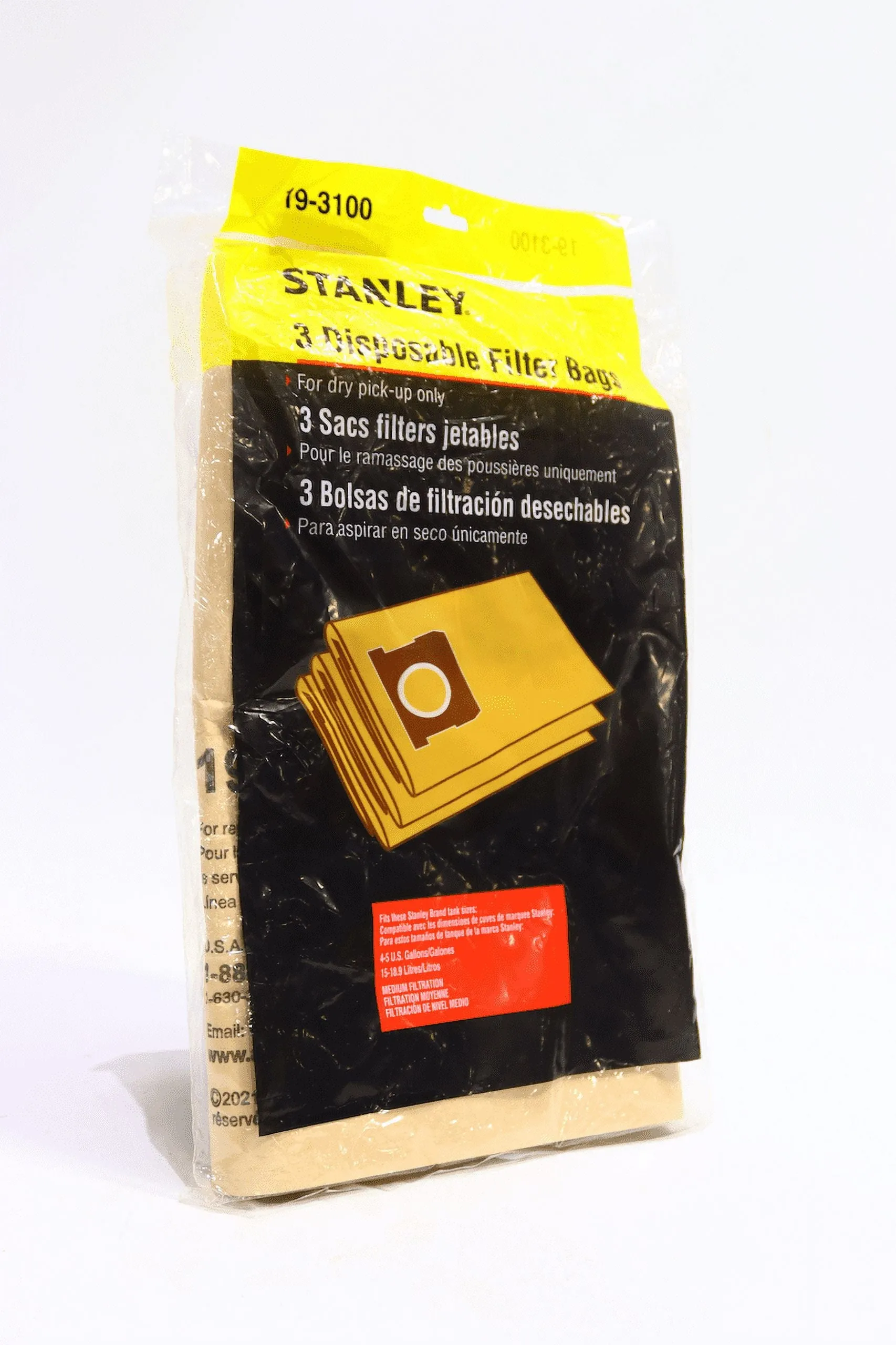 alton enterprises limited Stanley 5-8 Gallon Disposable Filter Bag for Wet/Dry Vacuums, 3-Pack