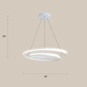 Aluminum LED Chandelier Light - Loop Shaped Minimalist Dining Room Suspension Lamp