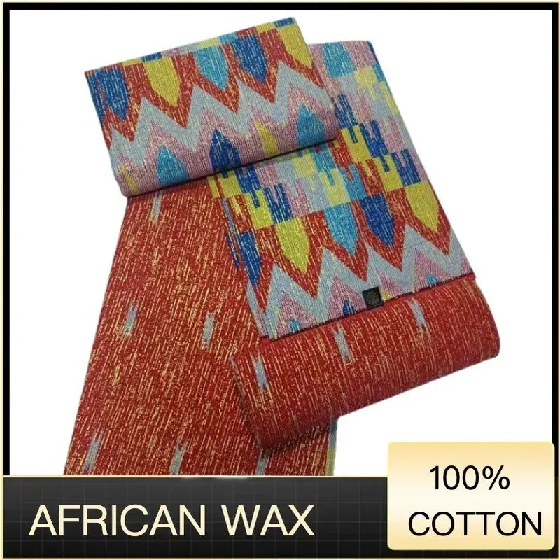 Ankara African Fabric kente gold Real Wax Dress Craft DIY Cotton 4 2yards