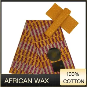 Ankara African Fabric kente gold Real Wax Dress Craft DIY Cotton 4 2yards