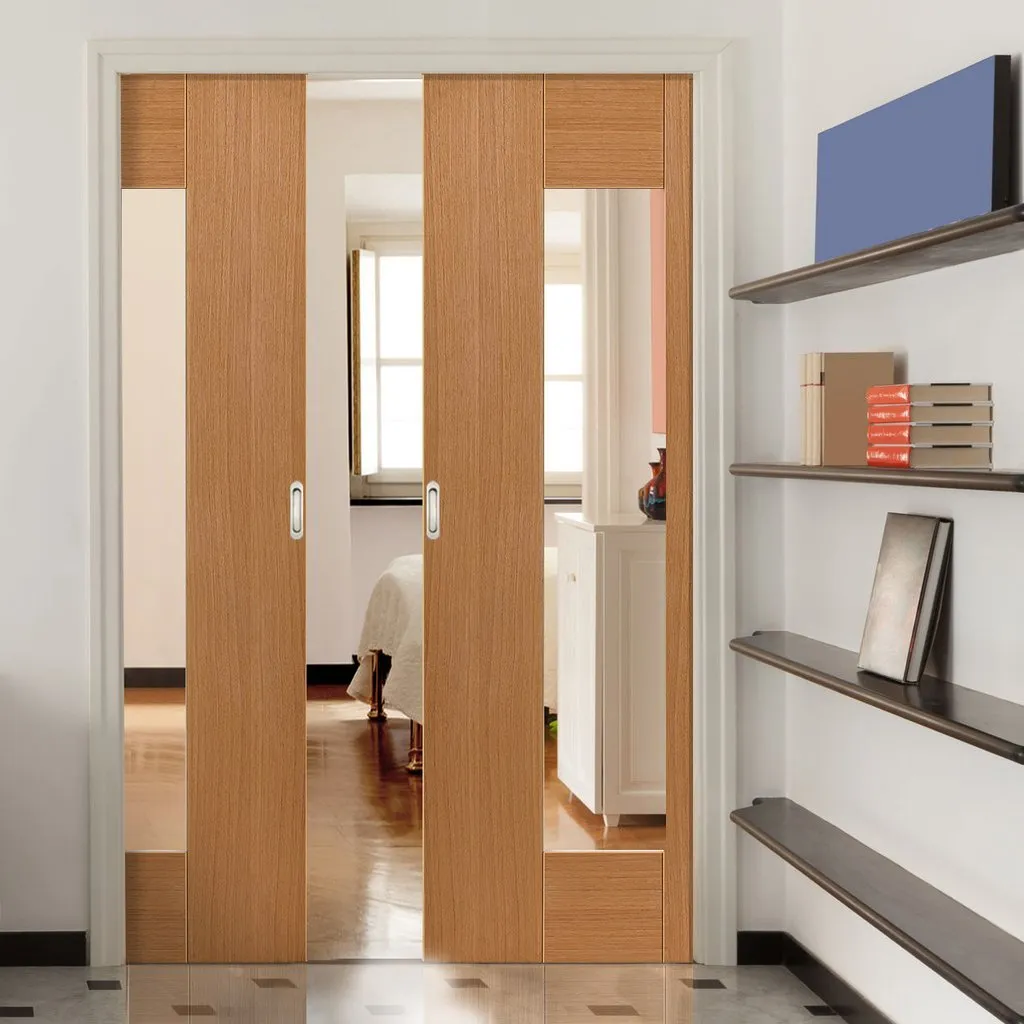 Axis Double Evokit Pocket Doors - Clear Glass