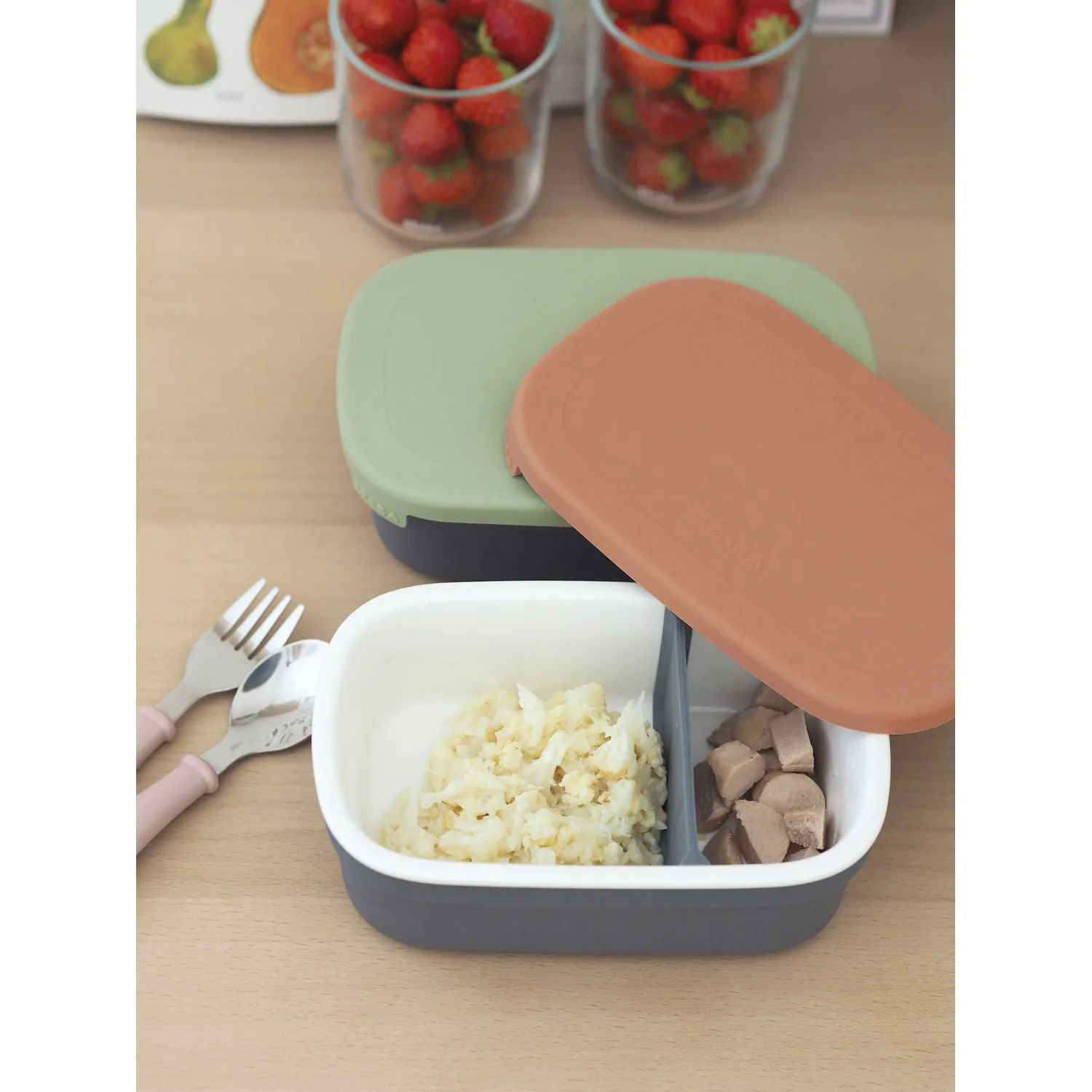 Beaba Ceramic Lunch Box - Mineral / Sage Green