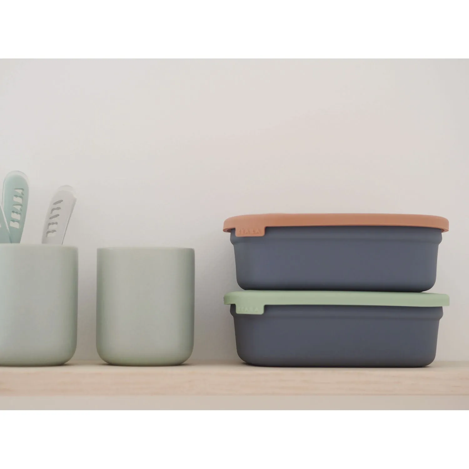 Beaba Ceramic Lunch Box - Mineral / Sage Green