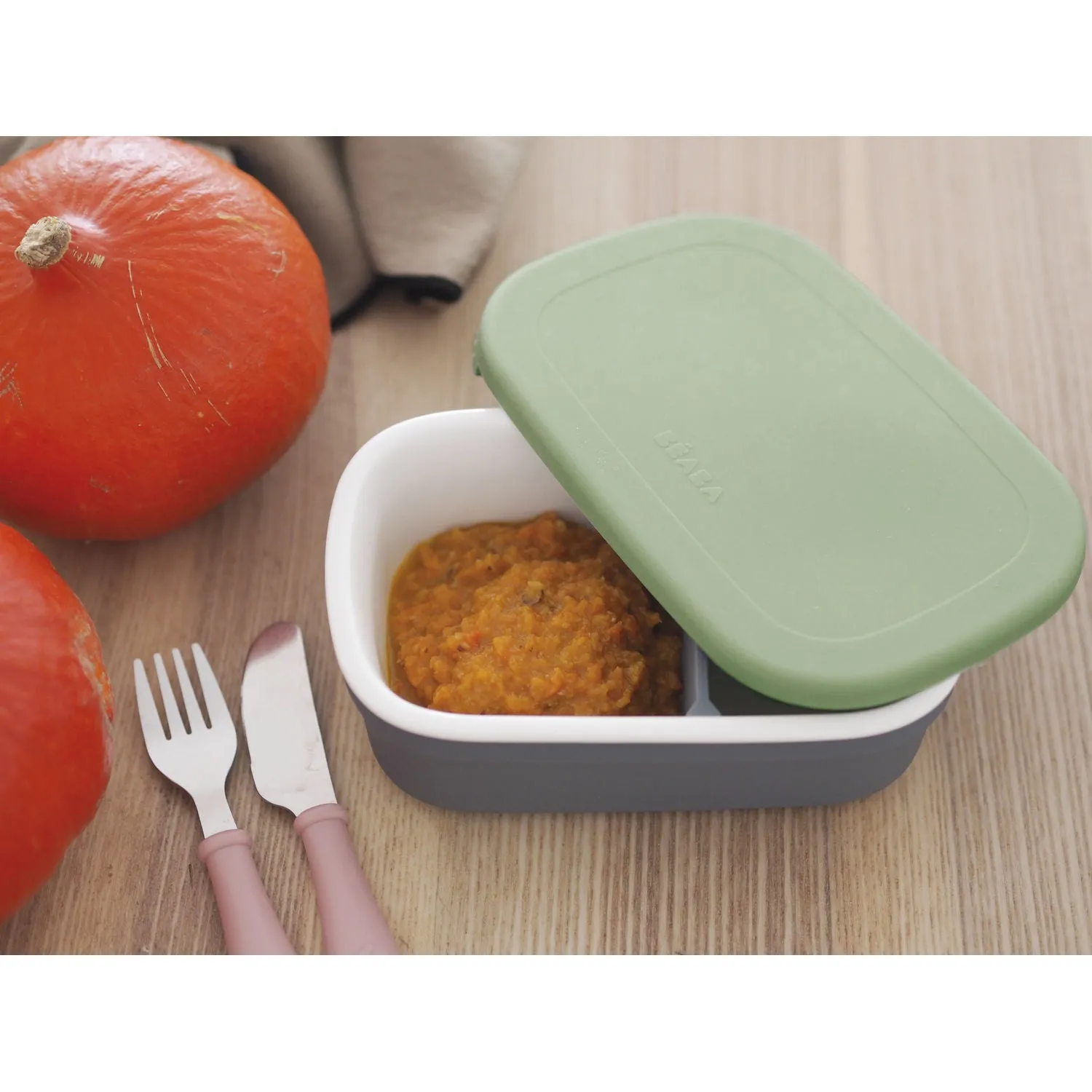 Beaba Ceramic Lunch Box - Mineral / Sage Green