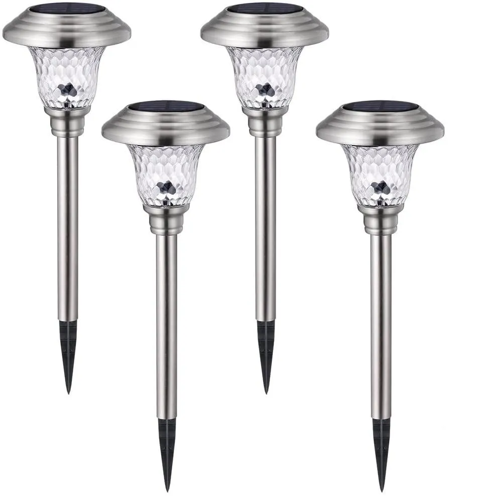 BEAU JARDIN 8/4 Pack Solar Landscape Lights Pathway Outdoor Garden Stainless Steel Waterproof for Walkway BG136 BG1671 BG1681 BG1691