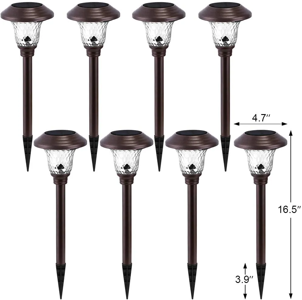 BEAU JARDIN 8/4 Pack Solar Landscape Lights Pathway Outdoor Garden Stainless Steel Waterproof for Walkway BG136 BG1671 BG1681 BG1691