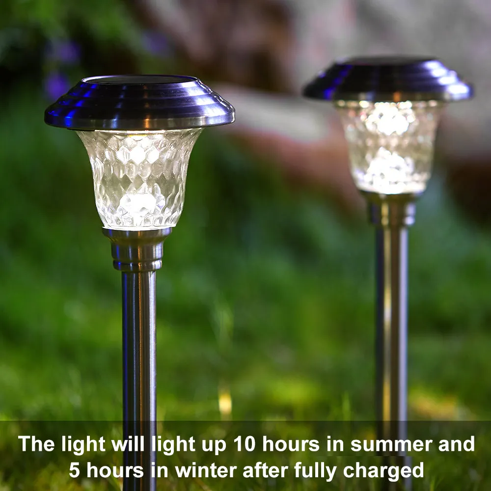 BEAU JARDIN 8/4 Pack Solar Landscape Lights Pathway Outdoor Garden Stainless Steel Waterproof for Walkway BG136 BG1671 BG1681 BG1691