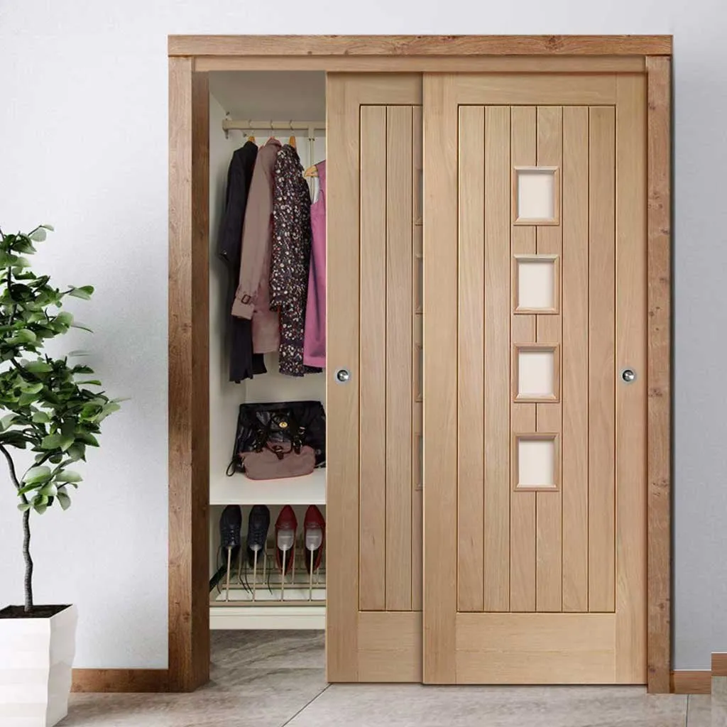 Bespoke Contemporary Suffolk Oak 4 Pane Glazed 2 Door Maximal Wardrobe and Frame Kit