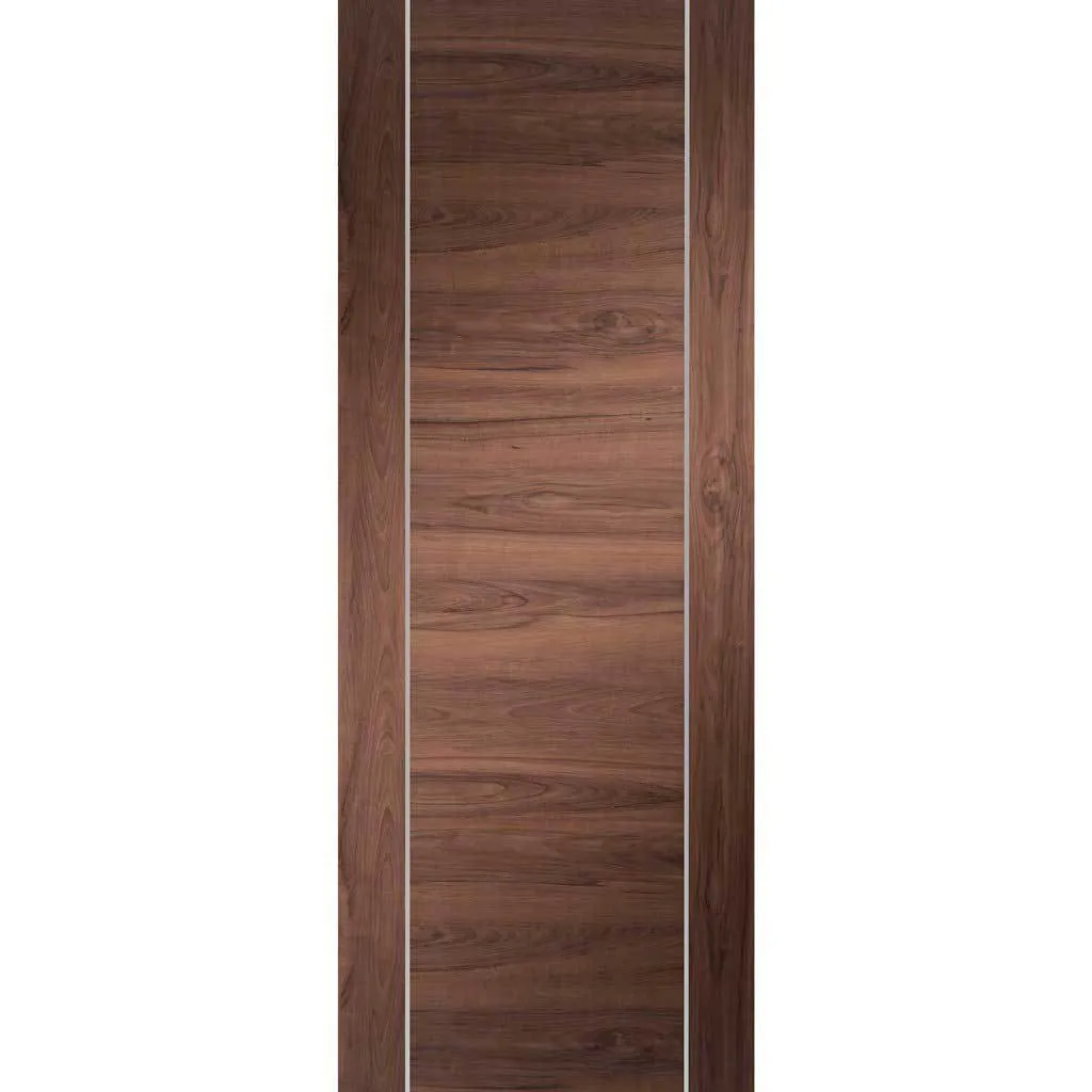 Bespoke Forli Walnut Flush Single Pocket Door - Aluminium Inlay - Prefinished