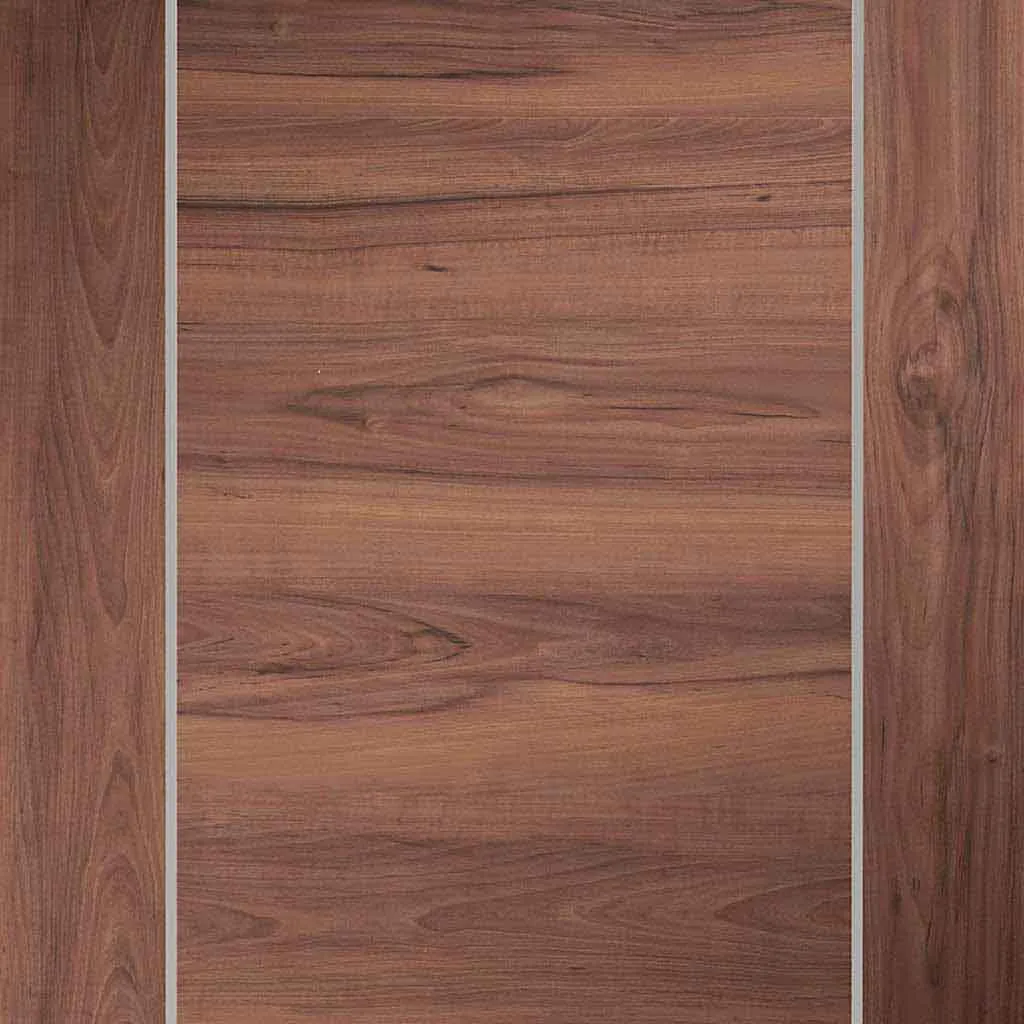 Bespoke Forli Walnut Flush Single Pocket Door - Aluminium Inlay - Prefinished