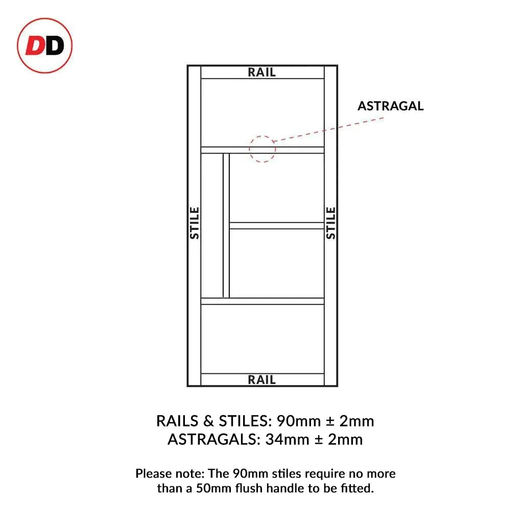 Bespoke Handmade Eco-Urban® Boston 4 Pane Single Absolute Evokit Pocket Door DD6311SG - Frosted Glass - Colour Options