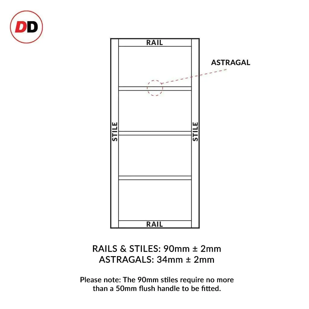 Bespoke Handmade Eco-Urban® Brooklyn 4 Pane Single Evokit Pocket Door DD6308G - Clear Glass - Colour Options