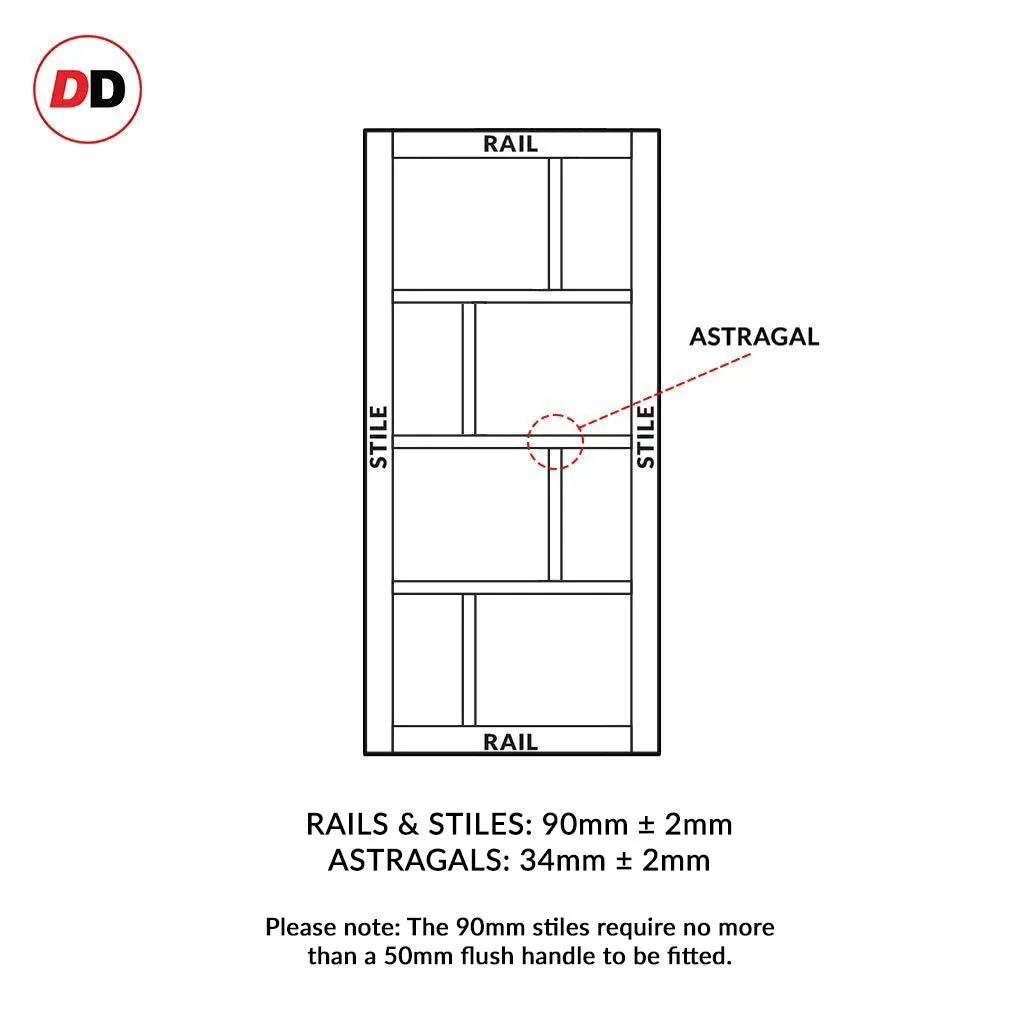 Bespoke Handmade Eco-Urban® Kochi 8 Pane Double Evokit Pocket Door DD6415SG Frosted Glass - Colour Options