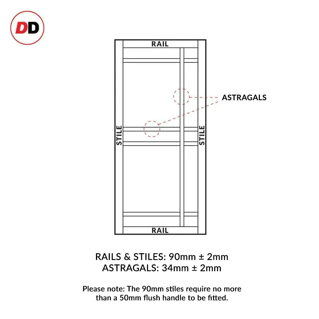 Bespoke Handmade Eco-Urban® Leith 9 Pane Single Evokit Pocket Door DD6316SG - Frosted Glass - Colour Options