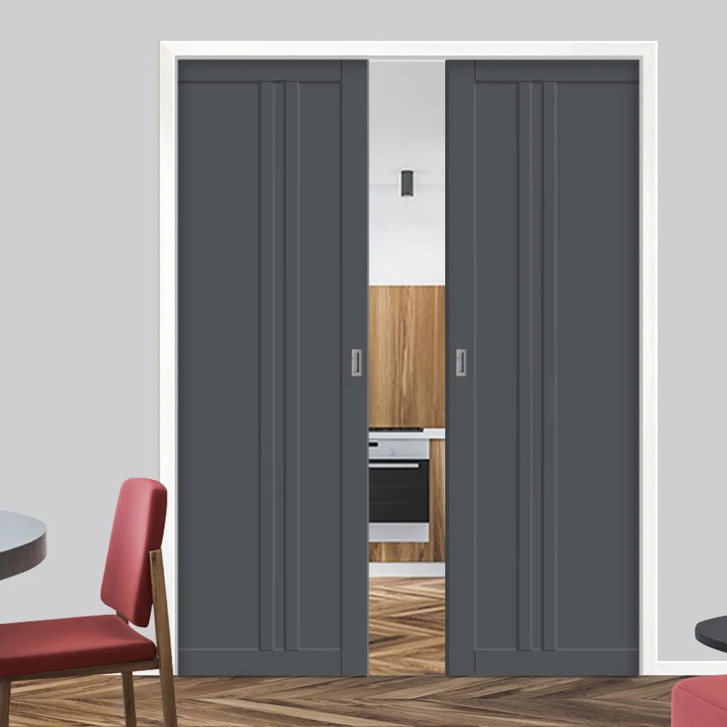 Bespoke Handmade Eco-Urban® Melville 3 Panel Double Evokit Pocket Door DD6409 - Colour Options