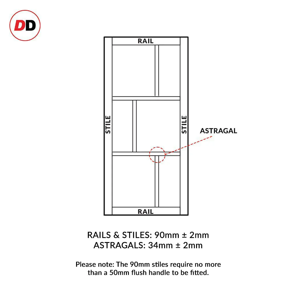 Bespoke Handmade Eco-Urban® Milan 6 Pane Double Absolute Evokit Pocket Door DD6422G Clear Glass - Colour Options