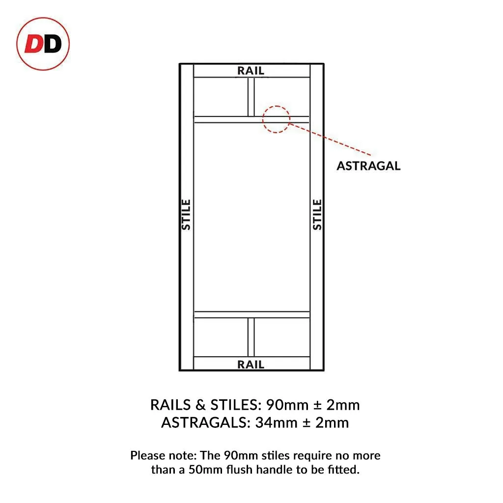 Bespoke Handmade Eco-Urban® Sydney 5 Pane Double Evokit Pocket Door DD6417G Clear Glass - Colour Options