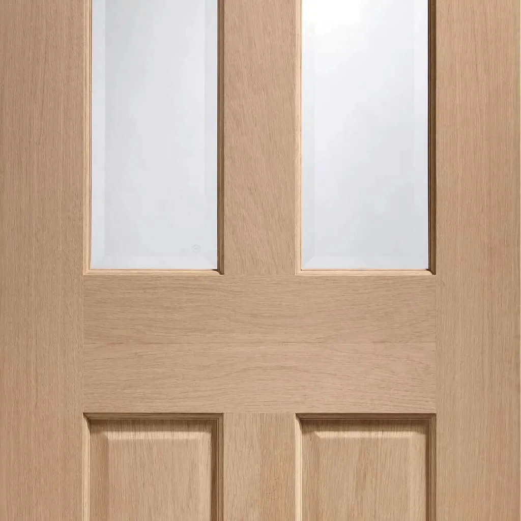 Bespoke Malton Oak Glazed Single Frameless Pocket Door - No Raised Mouldings