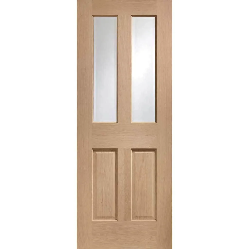 Bespoke Malton Oak Glazed Single Frameless Pocket Door - No Raised Mouldings