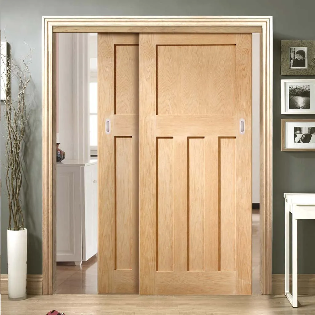 Bespoke Pass-Easi DX 1930's Oak Panel - 2 Sliding Doors and Frame Kit