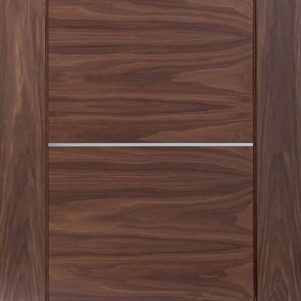 Bespoke Pass-Easi Portici Walnut Flush - 4 Sliding Doors and Frame Kit - Aluminium Inlay - Prefinished