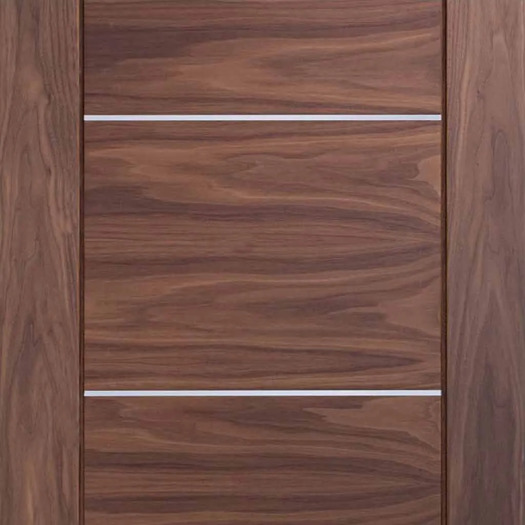 Bespoke Pass-Easi Portici Walnut Flush - 4 Sliding Doors and Frame Kit - Aluminium Inlay - Prefinished