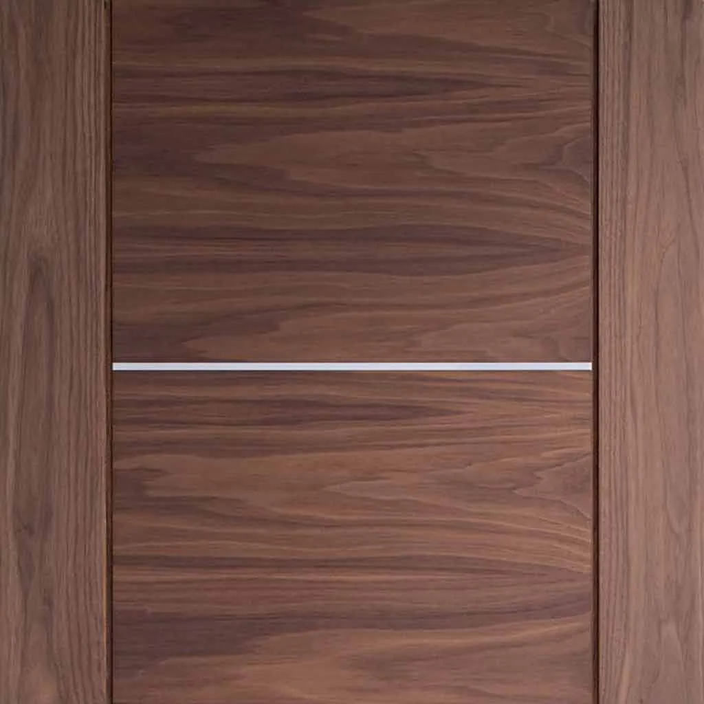 Bespoke Pass-Easi Portici Walnut Flush - 4 Sliding Doors and Frame Kit - Aluminium Inlay - Prefinished