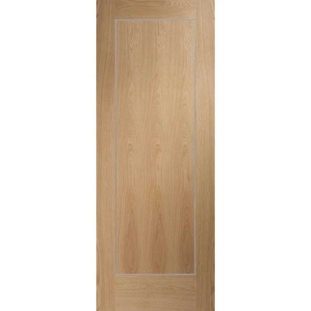 Bespoke Pass-Easi Varese Oak Flush - 2 Sliding Doors and Frame Kit - Aluminium Inlay - Prefinished