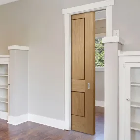 Bespoke Piacenza Oak 2P Flush Single Pocket Door - Groove Design