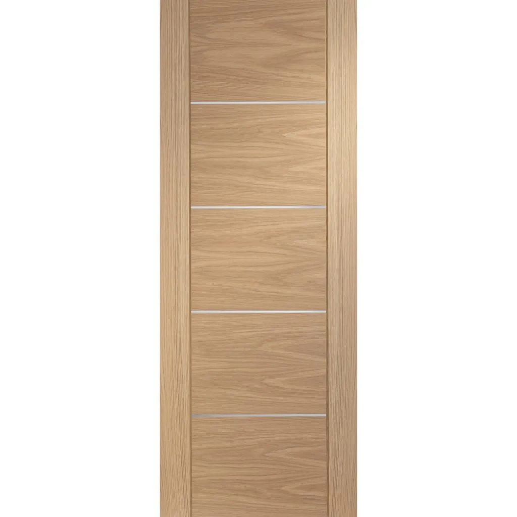 Bespoke Portici Oak Flush Single Pocket Door - Aluminium Inlay - Prefinished