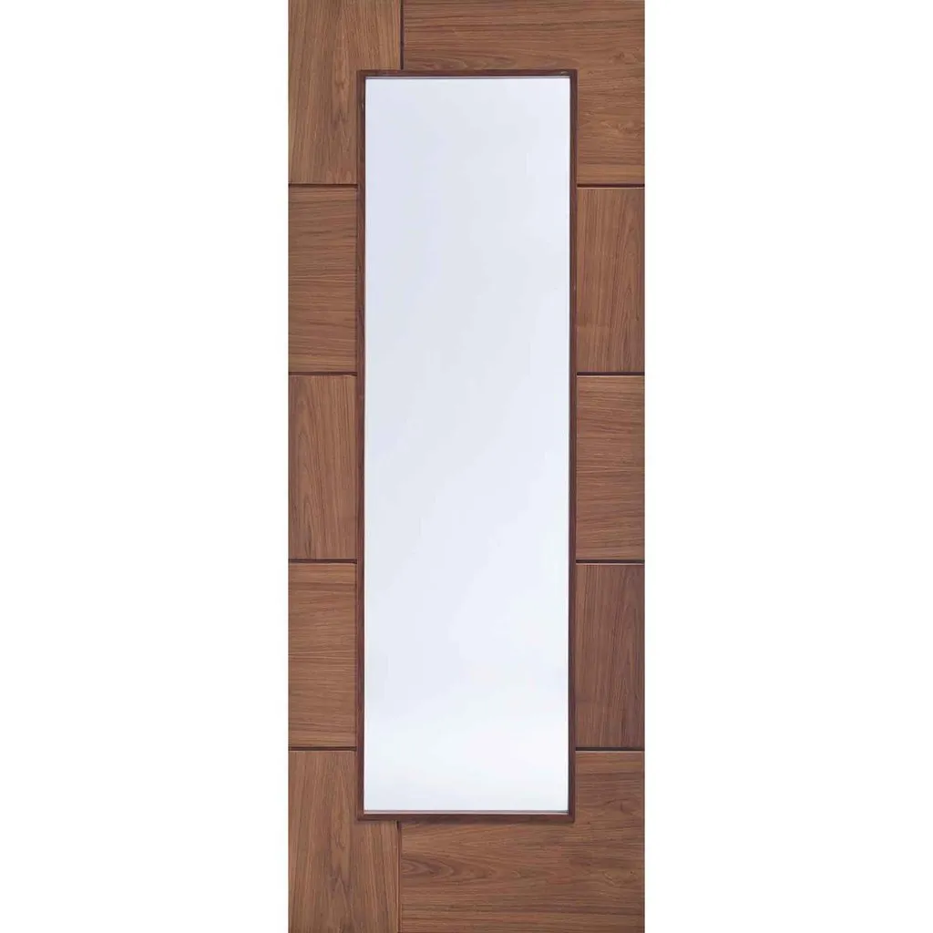 Bespoke Ravenna Walnut Glazed Single Pocket Door - Prefinished - Clear Glass