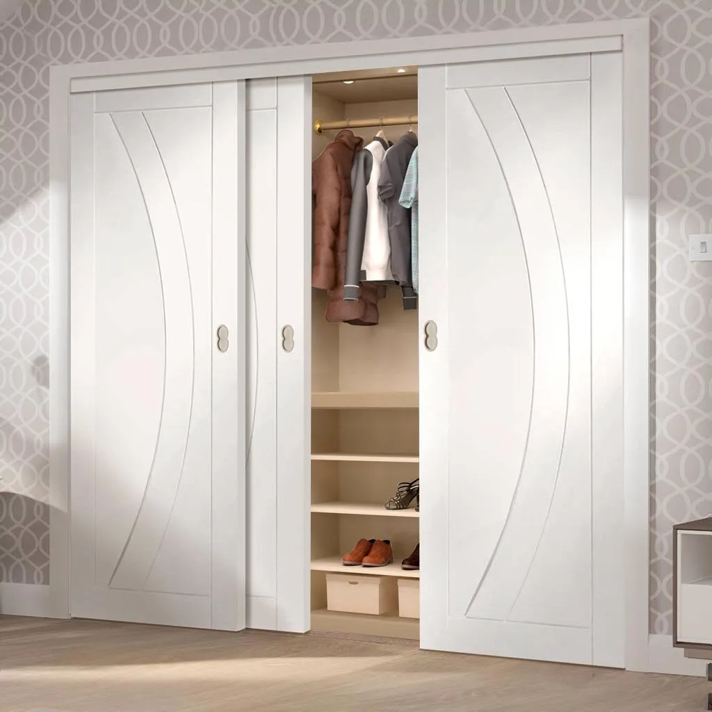 Bespoke Salerno Flush 3 Door Maximal Wardrobe and Frame Kit - White Primed