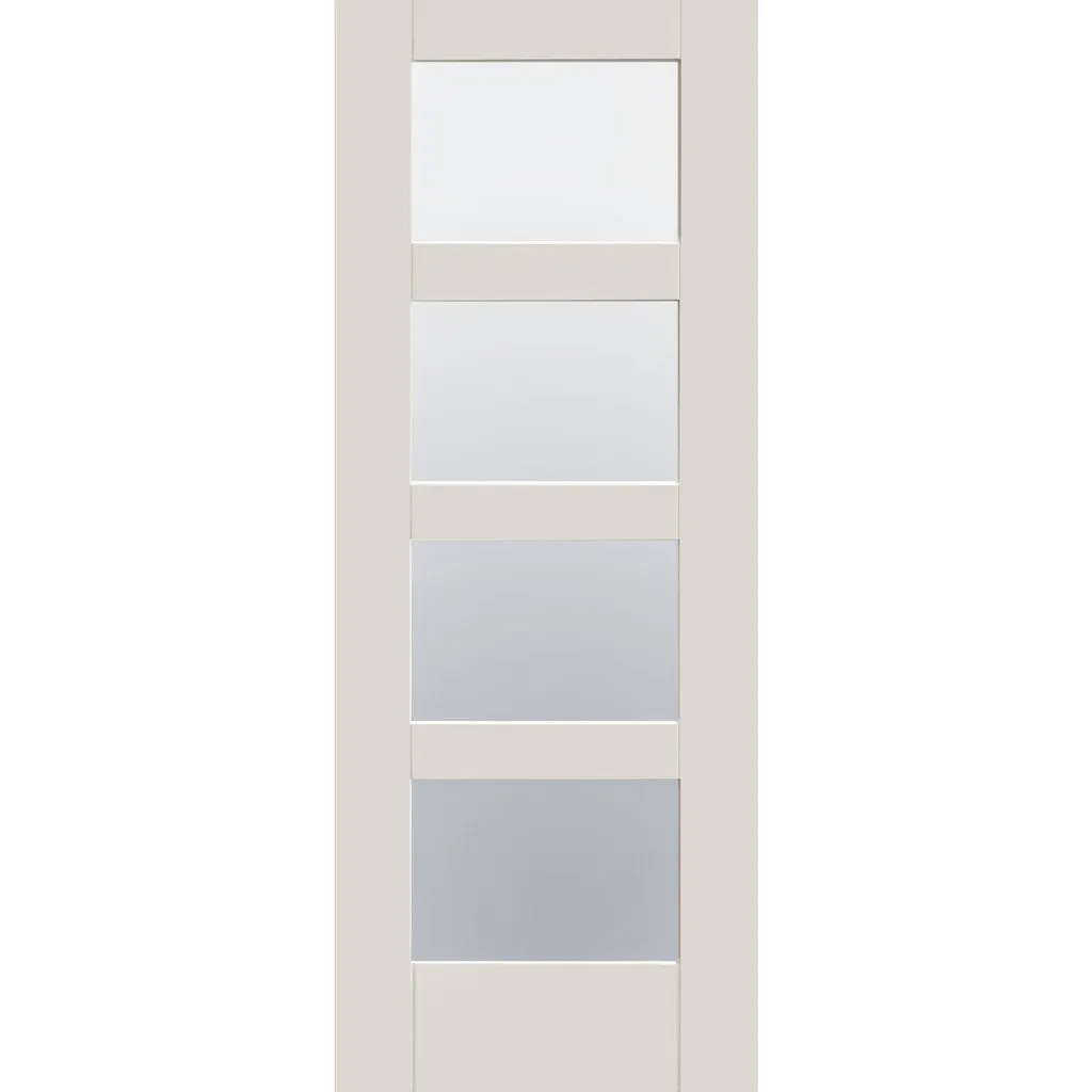 Bespoke Shaker 4L Glazed 4 Door Maximal Wardrobe and Frame Kit - White Primed